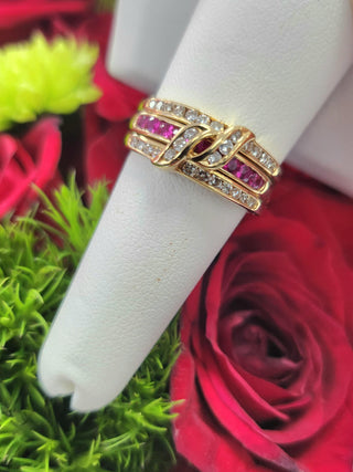 18K Ruby & Diamond Versatile Ring Band 18K Yellow Gold