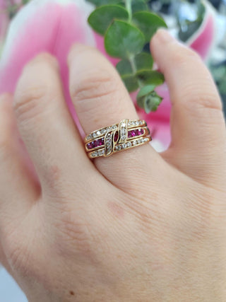 18K Ruby & Diamond Versatile Ring Band 18K Yellow Gold