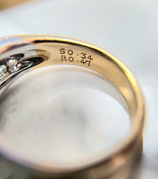 Ruby and Sapphire Pear shape Cabochon and Double Row Pave Diamond Ring Band, 18K