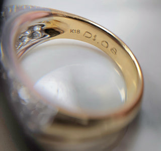 Ruby and Sapphire Pear shape Cabochon and Double Row Pave Diamond Ring Band, 18K