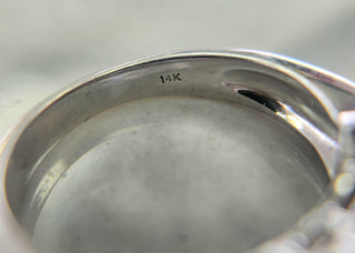 Stunning 3 Row Marquise and Round Brilliant Diamond Ring Band 14K White Gold