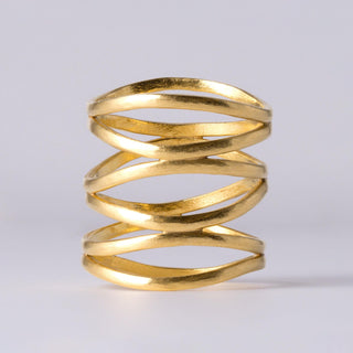 22K Yellow Gold Spiral Multi Layer Wide Wrap Statement Ring Band