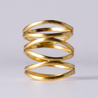 22K Yellow Gold Spiral Multi Layer Wide Wrap Statement Ring Band