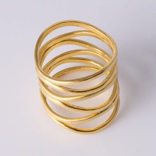 22K Yellow Gold Spiral Multi Layer Wide Wrap Statement Ring Band
