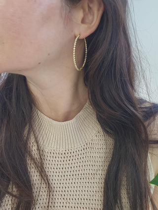 Bezel Set Diamond Hoops 1.40 Carats Inside Out Earrings 18K Yellow Gold