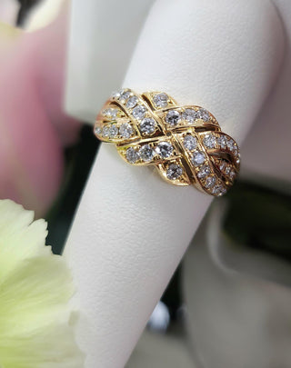 0.80 carat Diamond Love Knot Ring | Woven Design Band in 18K Gold