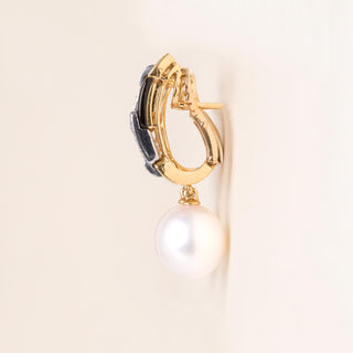 18K Gold Carrera y Carrera South Sea Pearl, Onyx, and Diamond Drop Earrings