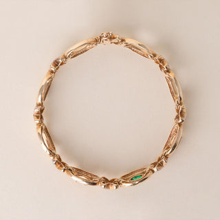 Vintage 14K Gold Emerald, Imperial Topaz & Diamond X Link Bracelet