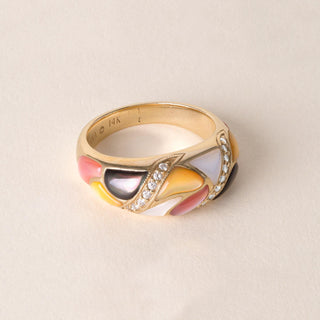 Kabana 14K Gold Mother of Pearl Mosaic & Diamond Accent Ring