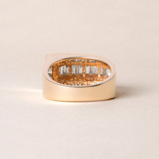 14K Gold 1.75 Carats Straight Baguette and Round Brilliant Cut Diamond Ring