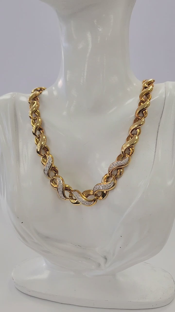 Vintage Diamond Infinity Chain Two Tone 18K Two Tone Gold Necklace