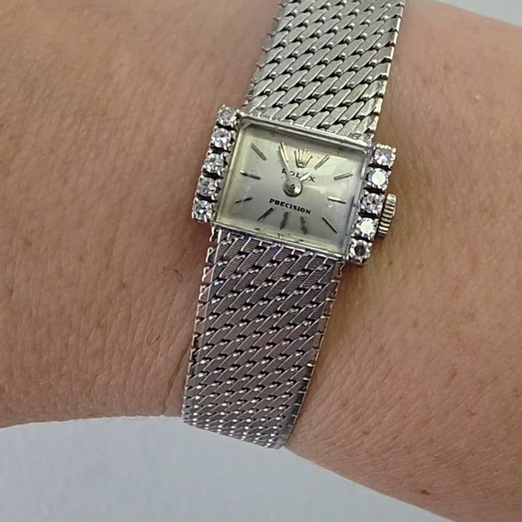 Vintage Ladies’ Rolex Precision Diamond Cocktail Watch in 18K Gold