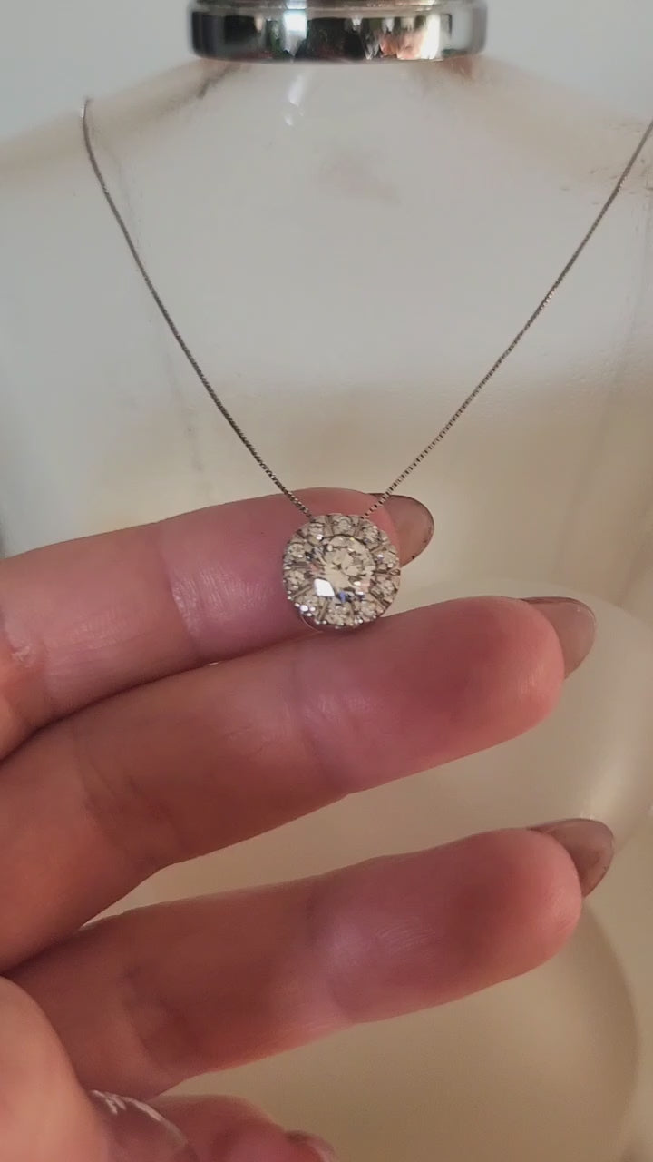14K White Gold 1.20 Carat Diamond Necklace