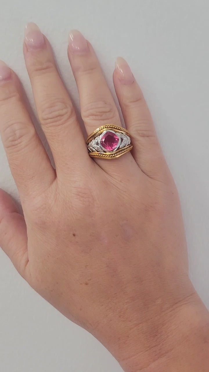 18K Gold Seidengang Pink Tourmaline and Diamond Ring