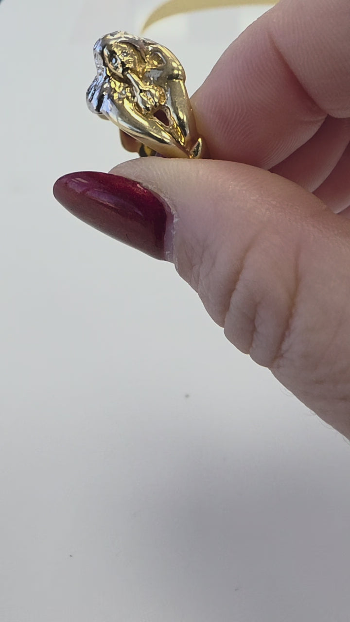 Vintage 14K Two Tone Gold Diamond Nudist Erotic Ring