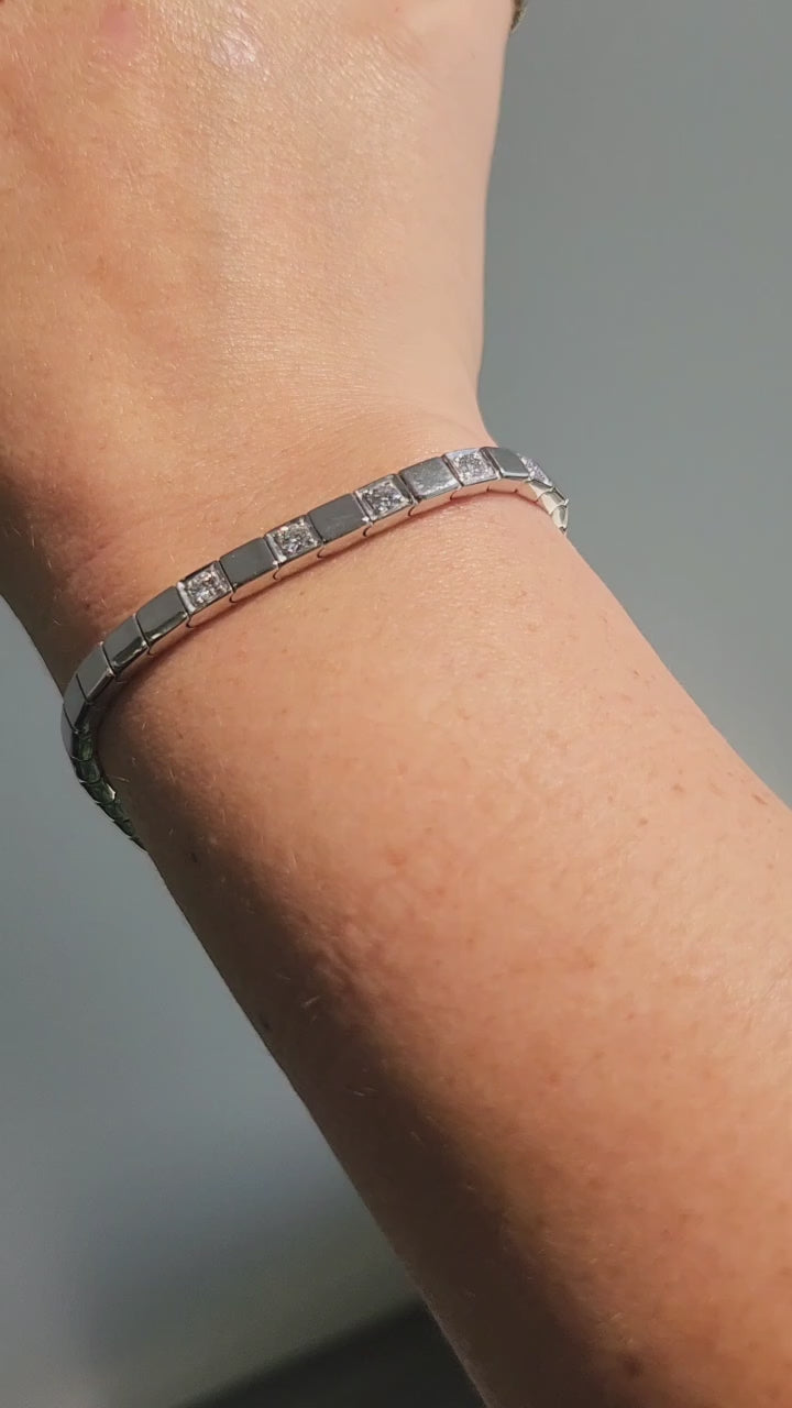 14K White Gold 0.45 Carats Diamond Square Panel Bracelet