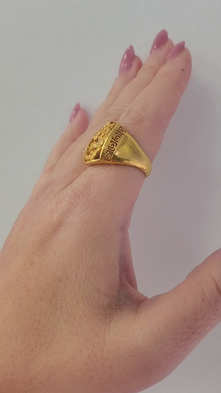 Vintage 24K Solid Gold Lucky Dragon Ring